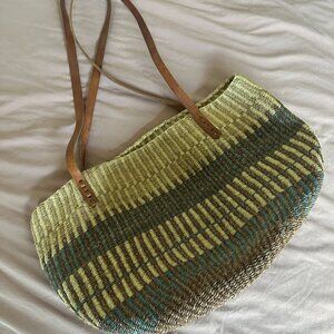 Vintage Woven Market Bag with Long Straps